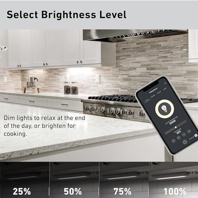 Good Earth Lighting 12" WI-FI Smart Plug-in Undercabinet Bar RGB+CCT Changing (2700-6500K), Dimmable, 500 Lumen, White