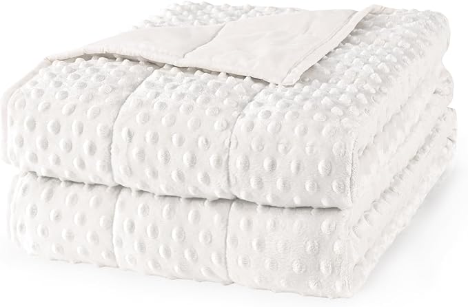 Mr. Sandman Weighted Blanket for Adults, Heavy Blanket for Woman, Man Sleeping/Calm, Soft and Cozy Weighted Throw Blankets, Machine Washable, 48 x 72in, 15 lbs, White