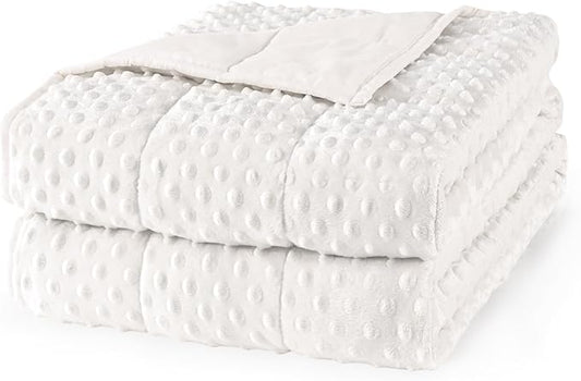 Mr. Sandman Weighted Blanket for Adults, Heavy Blanket for Woman, Man Sleeping/Calm, Soft and Cozy Weighted Throw Blankets, Machine Washable, 48 x 72in, 12 lbs, White
