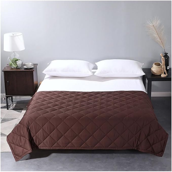 Weighted Blanket for Adults, Single Double Heavy Blanket with Fibre Fabric Premium Glass Bead All-Season Even Weight Distribution for Bed Sofa Brown 120x180cm 4.5kg