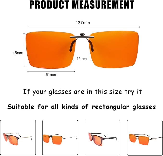 FONHCOO Clip on Blue Light Blocking Glasses Womens Mens over Prescription Glasses Frameless Lens Anti Eyestrain Headaches
