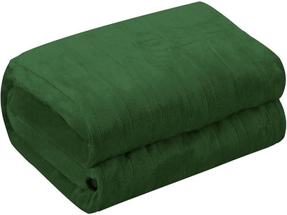 Electric Heated Blanket Queen Size 84"x90", Soft Plush Microplush for Bed, Dual Controllers & Dual Heating Zones, 10 Hours Auto Off & 5 Heating Levels, Machine Washable, Gifts for Family-Green