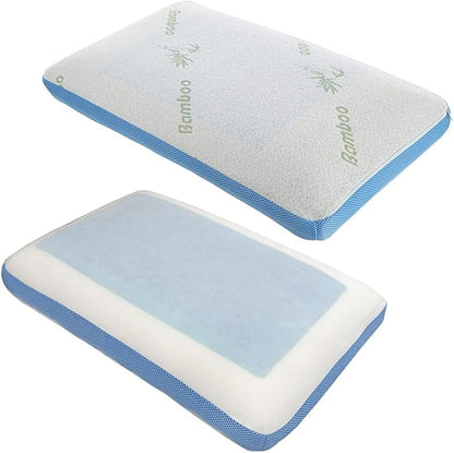 Comfyt Cervical Pillow Cooling Orthopedic Memory Foam Pillows for Back Stomach Side Sleeper - Sleeping Travel Neck Gusseted Bed Pillow Gel Layer Provides Coolness Removable Washable Cover