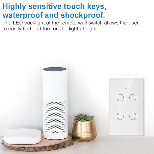 4-Way Smart Switch Wall Light Control Switch Remote Control Switch Voice Control Switch Single Circle for Home SIRI(US White)
