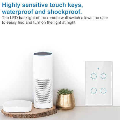 4-Way Smart Switch Wall Light Control Switch Remote Control Switch Voice Control Switch Single Circle for Home SIRI(US White)