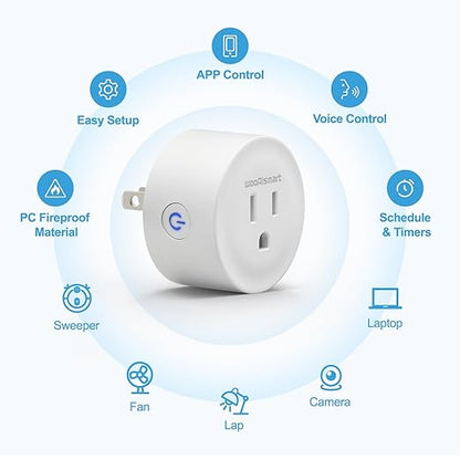Smart Plug, WiFi Plugs Work with Alexa & Google Assistant, Smart Outlet with Timer & Group Controller, WiFi Outlet for Home, No Hub Required, ETL & FCC Certified, 2.4GHz WiFi, 10A, 2 Pack