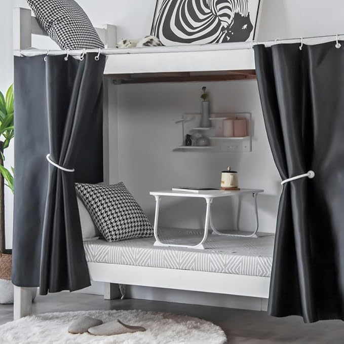 Bed Curtains Blackout Thickened Canopy Loft Bed Curtains for Bottom Student Dormitory Kids Sleeping Privacy Black 2 PCS