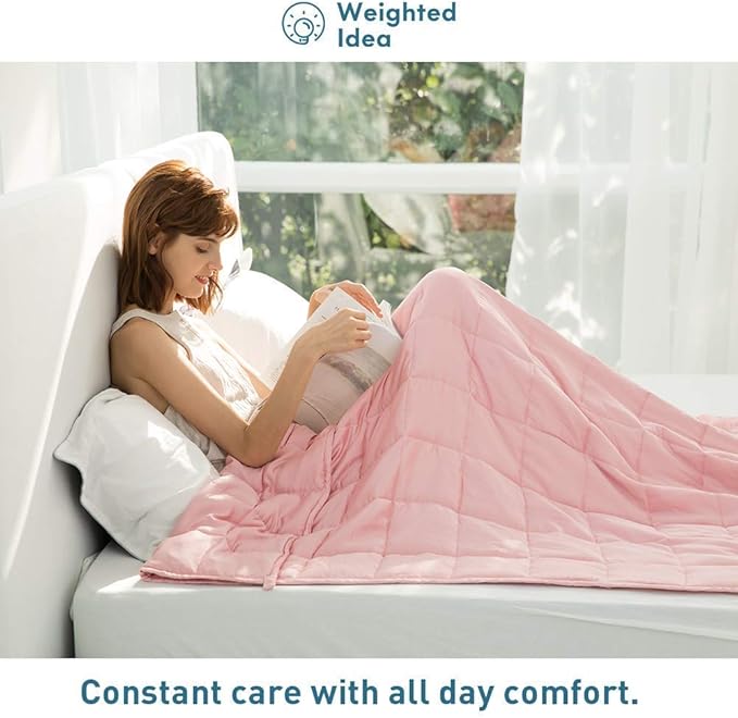 Weighted Idea Weighted Blankets for Adults (Coral Pink,48"x72",20lbs) Breathable Twin Blanket with Premium Glass Beads Heavy Soft Throw Blanket for All-Season