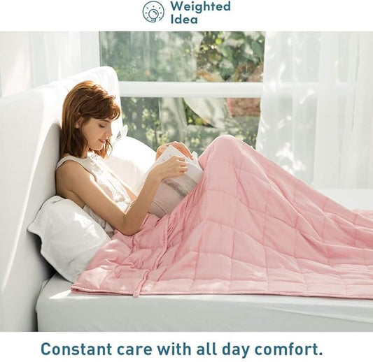 Weighted Idea Weighted Blankets for Adults (Coral Pink,48"x72",20lbs) Breathable Twin Blanket with Premium Glass Beads Heavy Soft Throw Blanket for All-Season