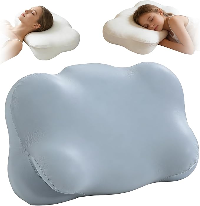 Cloud Pillow - Ergonomic Memory Foam Pillows, Zen Fluff Sleep Pillow with Neck & Shoulder Support, Adjustable Contour Neck Support for Side, Back, Stomach Sleepers, Breathable Anti-Wrinkle Pillowcase