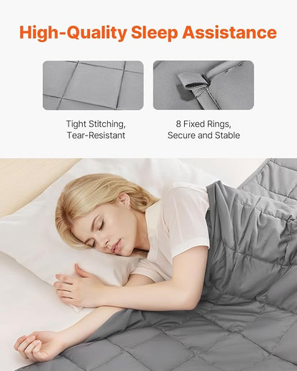 VEVOR Weighted Blanket 88 x 104 inch - King Size, 25 lbs Heavy Blanket with Cooling Glass Beads, Soft & Breathable for All-Season Use, Suitable for Adults 250-310 lbs, Ideal Gift Choice (Grey)