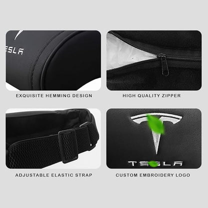 Car Headrest Neck Pillow Support Memory Foam Ergonomic Design Accessory for Driving Seat Fatigue Relief Compatible with Model S X 3 Y & Cybertruck - 2 Pieces
