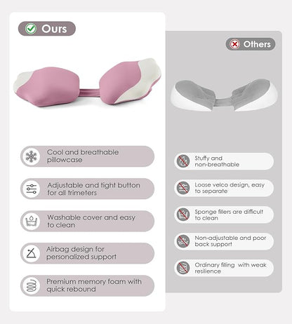 DONAMA Memory Foam Pregnancy Pillow- with Adjustable Air Bag for Back/Legs/Belly/HIPS Support, W-Shaped Pregnancy Wedge Pillows for Sleeping, Cooling Maternity Body Pillow for Pregnant Women