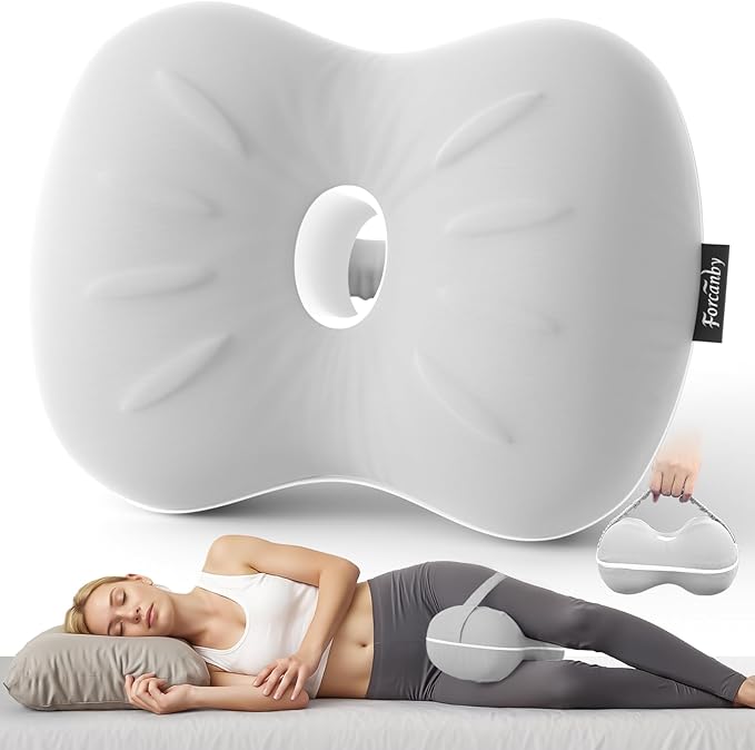 Leg & Knee Pillow for Side Sleepers - Smooth Spine Alignment Pillow - Memory Foam Knee Pillows for Back Hip Pain, Spine Aligning, Sciatica, Surgery Recovery, Pregnancy