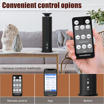 Waterless Diffuser Machine Scent Air Machine Covers 1800 Sq Ft for Home Diffusers Essential Oil Diffusers Studio Scent Diffuser Large Room Fragrance App Remote Control Capacity 3.5 Oz Ancient Silver