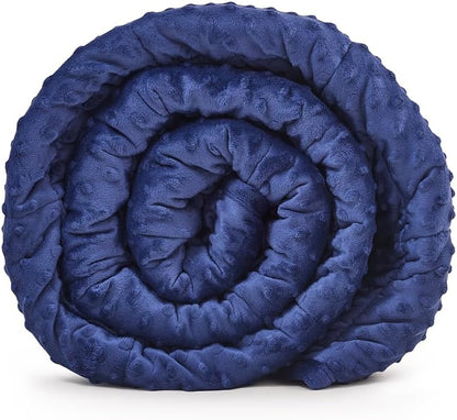 TONGDADA Minky Weighted Blanket | 40''x60'',7lbs | Cozy and Soft Minky Weighted Throw Blanket | Luxury Velvet with Premium Glass Beads | Navy Minky