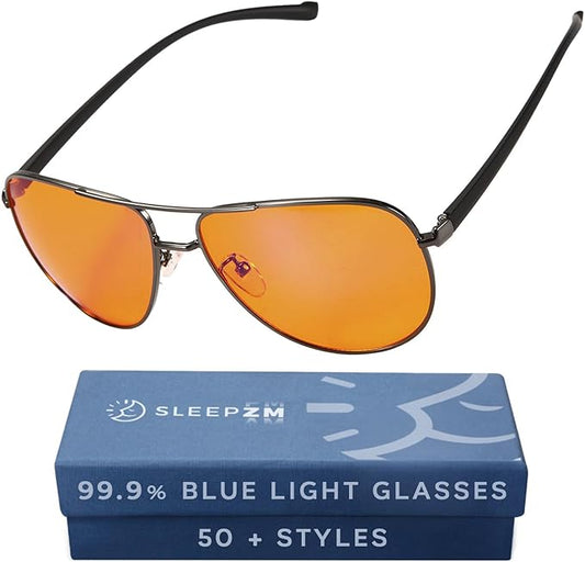 100% Blue Light Blocking Glasses - Better Sleep Anti Eye Strain Protection - Computer Gaming Women Men