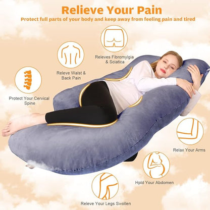 Chilling Home Pregnancy Pillow, U Shaped Full Body Maternity Pillow 58 inch, Pregnant Women Must Haves Pregnancy Pillows for Sleeping with Removable Cover