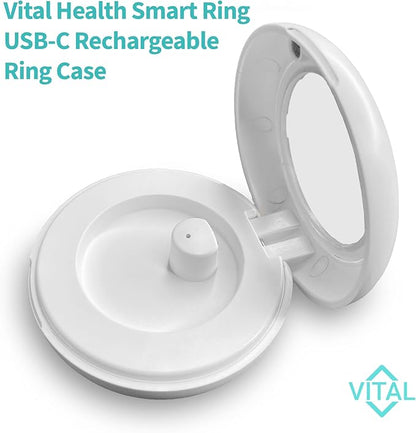 Vital Health Smart Ring for Women Charging Case Black Smart Ring for Men with Fitness Tracking, Sleep Monitor, Activity Tracking, App (Vital Health Ring Charging Case