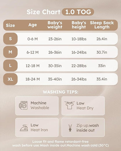 Yoofoss Rayon Made from Bamboo Baby Sleep Sack 6-12 Months TOG 1.0 Baby Wearable Blanket, Super Soft Infant Toddler Sleeping Sack 2-Way Zipper, Animals & Balloons
