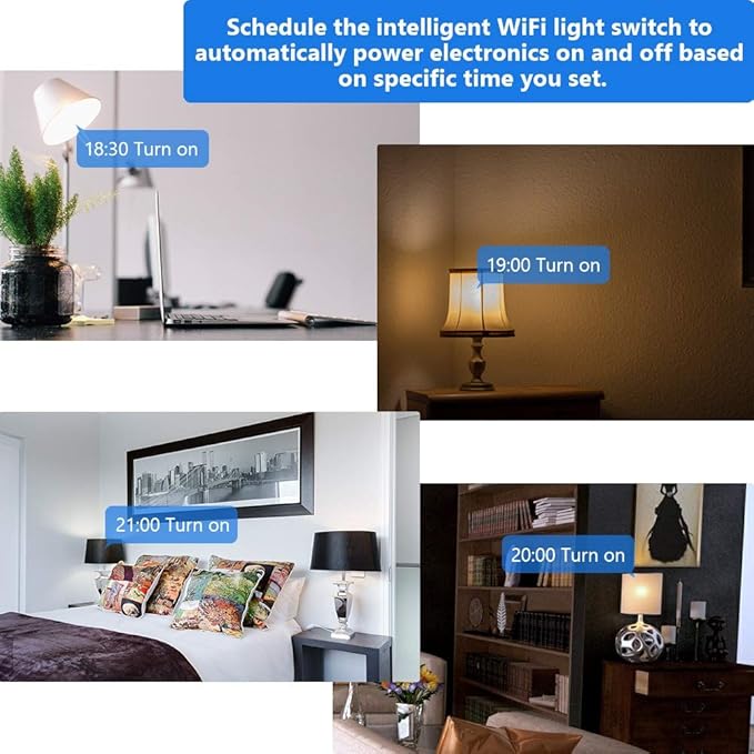 WiFi Control Light Bulb Base Switch - Smart Lamp Holder Adapter for Wireless Control - Compatible with Android & iOS - Schedule On/Off Timer - E26/E27 Socket
