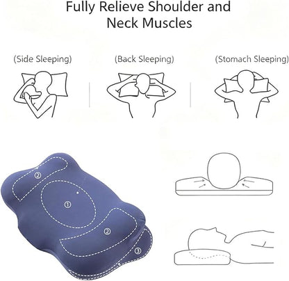 Cloud Neck Pillow, Cloud Pillow, Ergonomic Memory Foam Pillows, Adjustable Cervical Neck Support Pillow with Breathable Pillowcase for Side Back Stomach Sleepers (Gray)