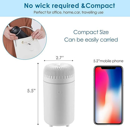 Car Diffuser Humidifier USB Aromatherapy Essential Oil Air Freshener USB Cool Mist Mini Portable Diffuser for Car Home Office Bedroom (White)