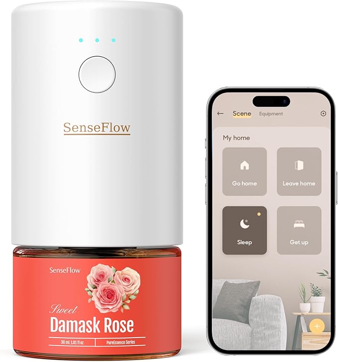 SF101S Pro Smart Waterless Essential Oil Diffuser, Plug in Aromatherapy Diffuser & Non-Toxic air Freshener, 120-Day Natural Aroma Mist, Covers 1000 Sq Ft- Free 30ml Damask Rose