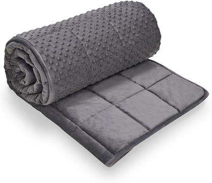TONGDADA Minky Weighted Blanket | 40''x60'',5lbs | Cozy and Soft Minky Weighted Throw Blanket | Luxury Velvet with Premium Glass Beads | Dark Grey Minky
