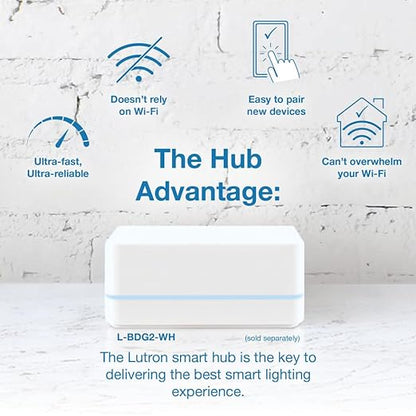 Lutron Diva Smart Dimmer Light Switch for Caseta Lighting (Lutron Smart Hub Required), for LED Lights, 150W, Single-Pole/3-Way, No Neutral, Brown (DVRF-6L-BR)