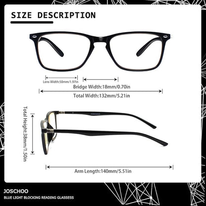 JOSCHOO 4 Pack Reading Glasses Blue Light Blocking Computer Readers Men and Women Glasses of Reading（4 Mix Clour, 3.5 ）