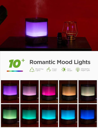 InnoGear Diffusers for Essential Oils, 300ml Oil Diffuser Aromatherapy Diffusers Aroma Ultrasonic Cool Mist Humidifier 4 Timers Color Changing Lights Auto-Off, Brown
