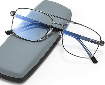 EASY READ Aviator Reading Glasses for Men,Blue light blocking Readers Men Metal Eyeglasses with Spring Hinge