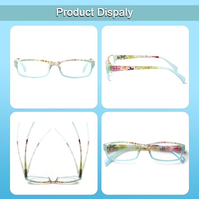 Kerecsen Reading Glasses 5 Pairs Fashion Ladies Readers Spring Hinge with Pattern Print Eyeglasses for Women (Mix Color -8, 3.50)