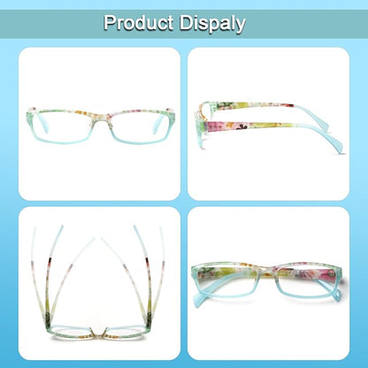 Kerecsen Reading Glasses 5 Pairs Fashion Ladies Readers Spring Hinge with Pattern Print Eyeglasses for Women (Mix Color -8, 3.50)