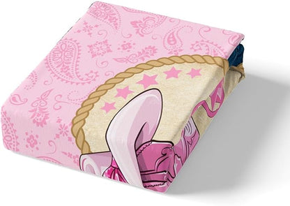 Cowgirl Boots Fitted Sheet,Pink Bowknot Western Boho Paisley Texas Star Vintage Sheet Set for Adults Ultra Soft Room Gift,Rustic Farmhouse Cowhide Bedding Set with 2 Pillowcases,Queen Size