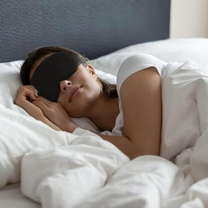3D Contoured Sleep Mask, Memory Foam, Adjustable Strap, Ergonomic Design for Total Darkness (Black)