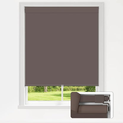 LazBlinds No Drill Blinds for Indoor Windows, Blackout Roller Shades, Cordless Window Blackout Blinds, Thermal Insulated Fabric UV Protection for Home and Office, 31" W x 48" H, Dark Coffee
