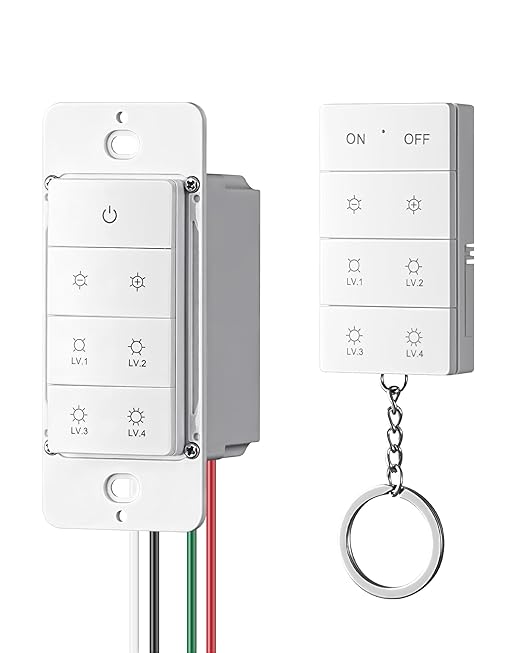 DEWENWILS Wireless Dimmer Switch, Electrical Light Switch, Remote Control Dimmer, Tungsten 400W, Dimmable LED 150W, Adjustable Brightness Button, Needs Neutral Wire, No Hub Required, ETL Listed