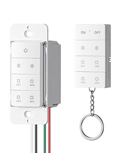 DEWENWILS Wireless Dimmer Switch, Electrical Light Switch, Remote Control Dimmer, Tungsten 400W, Dimmable LED 150W, Adjustable Brightness Button, Needs Neutral Wire, No Hub Required, ETL Listed