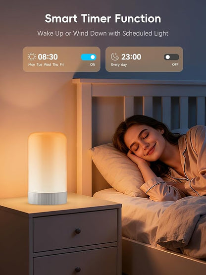 RGBICWW Smart Table Lamps, Touch Bedside Small Table Lamp, LED Desk Lamp with 30+ Scenes & 16M Colors, App & Touch Control, Color Changing Lamp for Bedroom Living Room Dimmable Night Light, Black