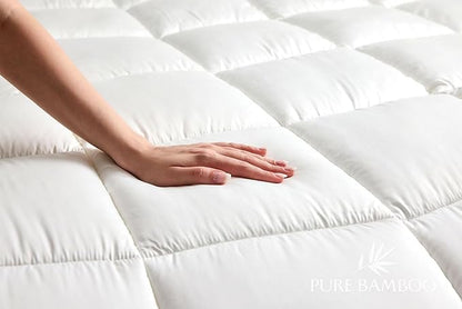 Pure Bamboo Duvet Insert Twin Size (68x86 in) - Ultra Soft Quilted Duvet Insert with 8 Corner & Side Loops, Double Stitching, Satin Piping - Luxuriously Soft (Twin, Lightweight)