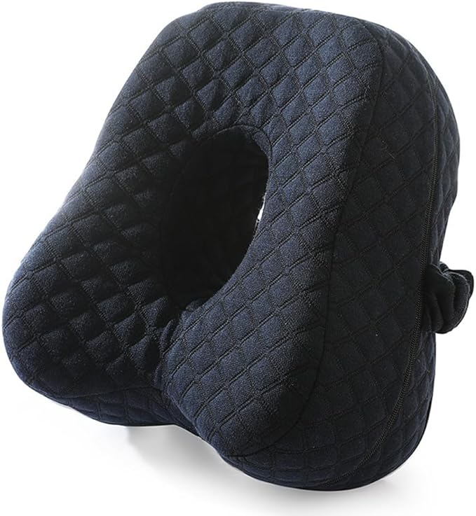 ASANMEYO Knee Pillow for Side Sleepers - Butterfly Hollow Design Aligns Spine and Relieves Pressure - Memory Foam Leg Pillow Elastic Strap for Back, Hip, Sciatica Pain Relief - Navy