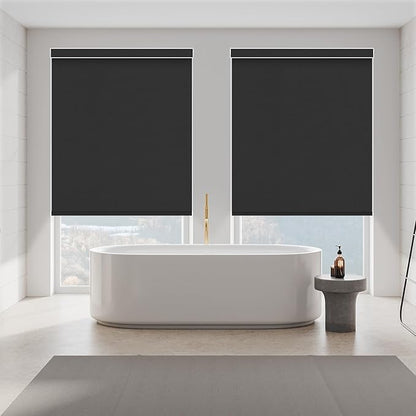 Motorized Shades,Smart Blinds with Remote,100% Blackout Roller Blinds,Work with Google Assistant,Homekit,Automatic Shades,Custom Widths from 16" to 110",Vinyl Black