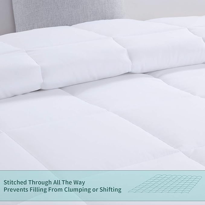 HOMBYS Oversized King Comforter 120x120, Lightweight Quilted Down Alternative Duvet Insert for All Season,White,8 Corner Tabs