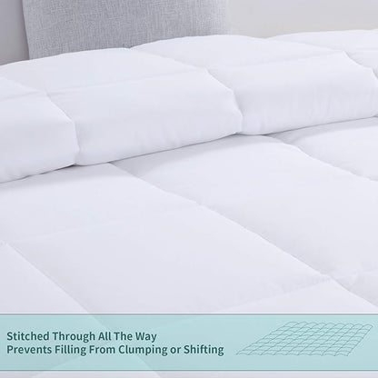 HOMBYS Oversized King Comforter 120x98, Lightweight Quilted Down Alternative Duvet Insert for All Season,White,8 Corner Tabs