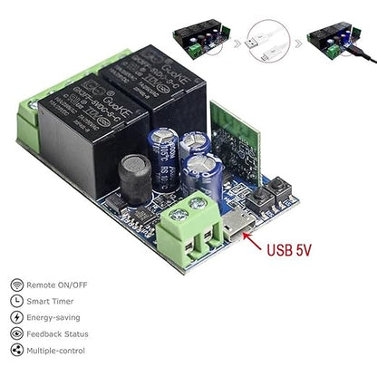 Ewelink WiFi Wireless Smart Relay Module USB DC 5v/12v/24v/48v 2 Channel Switch for Garage Door, Rolling Shutter Door, Electric Curtain