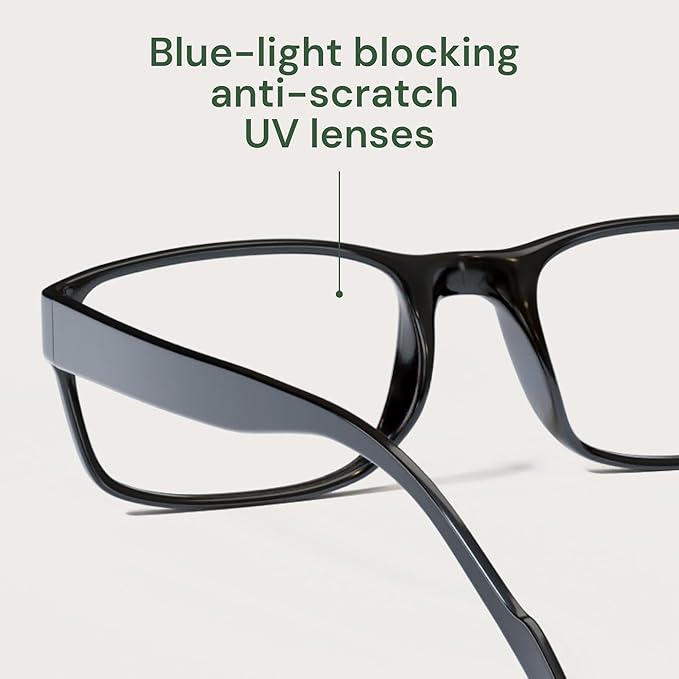 Gaoye 2-Pack of Reading Glasses +0.5 - Blue-Light Filter, UV Protection - Readers with Rectangle Frames