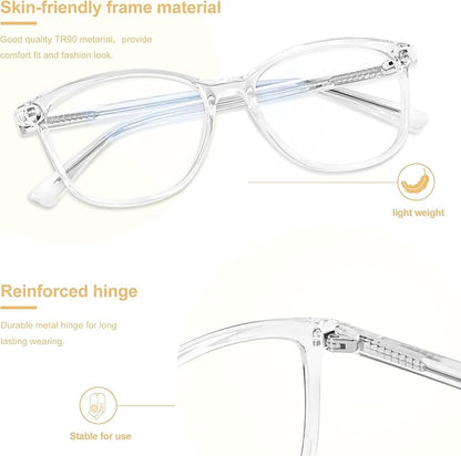 Madison Avenue Blue Light Blocking Glasses Anti Eyestrain UV Glare Blue Light Glasses for Women TV Phone Computer Gaming Eyeglasses (Clear)