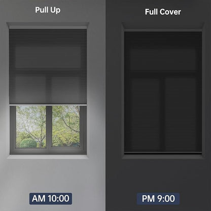 Cellular Shades Light Filtering Honeycomb Blinds for Indoor Windows, Cordless Cellular Shades 1.5 inch Cell Pleated for Bedroom Home Office, Custom Size, Half Shading Grey
